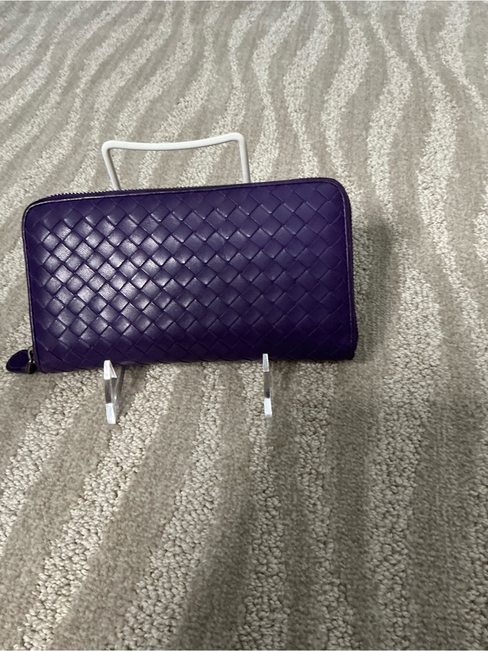Bottega Veneta Intrecciato Purple Woven Leather Continental Zip Around Wallet - Picture 14 of 15